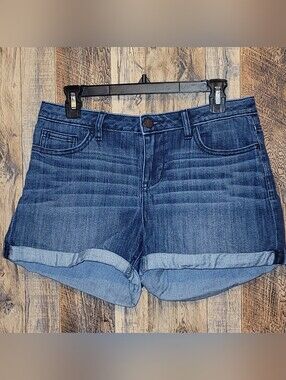LC Lauren Conrad Dark Blue Rolled Hem Denim Jean Shorts